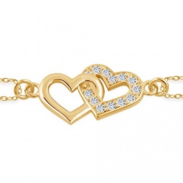 Maverton Herz Damen Armband 585 Gold - mit Herzen + personalisierte Geschenkbox mit Gravur - Geschenk für Frauen - Länge: 17 - 20 cm - 14 Karat - 2