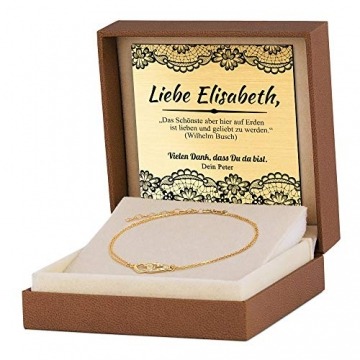 Maverton Herz Damen Armband 585 Gold - mit Herzen + personalisierte Geschenkbox mit Gravur - Geschenk für Frauen - Länge: 17 - 20 cm - 14 Karat - 3
