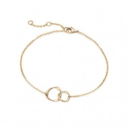 Solide 14 Karat 585 Gelb Gold Unendlichkeit Armband Minimalistisch Bracelet Geschenk Schmuck für Damen Mädchen - Verstellbar Armkette: 17 + 3 cm - 1