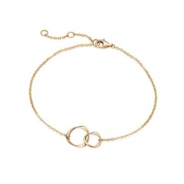Solide 14 Karat 585 Gelb Gold Unendlichkeit Armband Minimalistisch Bracelet Geschenk Schmuck für Damen Mädchen - Verstellbar Armkette: 17 + 3 cm - 1