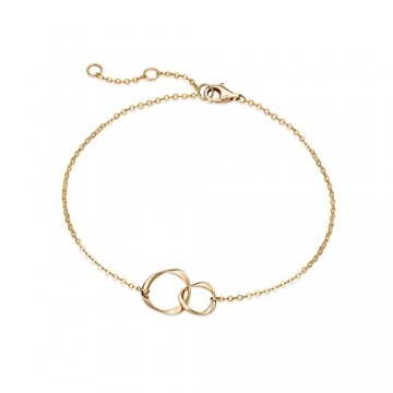 Solide 14 Karat 585 Gelb Gold Unendlichkeit Armband Minimalistisch Bracelet Geschenk Schmuck für Damen Mädchen - Verstellbar Armkette: 17 + 3 cm - 1