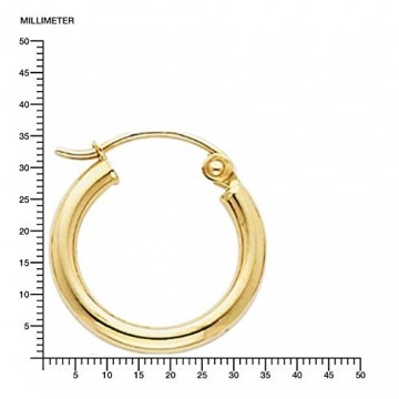 14 Karat 585 Gold Hochglanz Creolen Ohrringe Gelbgold - Breite 2 mm - Große Wählbar (34 Millimeter) - 4