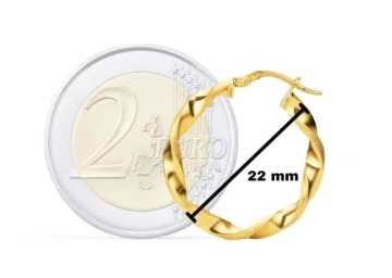 14 Karat 585 Gold Kleine Gedrehte Teilmattiert Creolen Italienisch Ohrringe Gelbgold - PRI15M - 3
