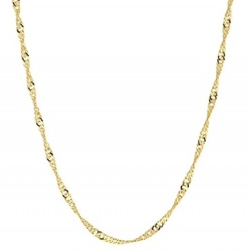 14 Karat / 585 Gold Singapur Kette Licht Zweiseitig Diamantiert Unisex Länge Wählbar. (44) - 1