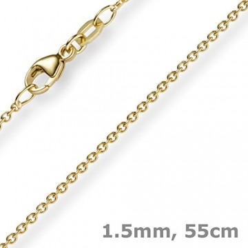 1,5mm Rund-Ankerkette aus 585 Gold Gelbgold Kette Collier Halskette, 55cm - 2