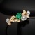 Beydodo Partnerringe 750 Blatt mit Perle Oval Smaragd 0.4ct Gold Ringe Verlobungsring Diamant Gr.54 (17.2) - 3