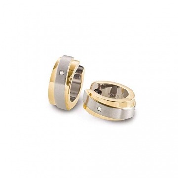 Boccia Damen-Creolen Titan teilvergoldet Diamant (0.01 ct) transparent Brillantschliff - 0560-07 - 2