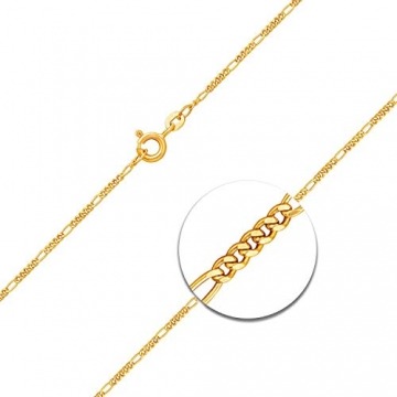 EDELIND Halskette Damen Herren 750 Gold 1.5 mm Goldkette Figarokette Diamantiert aus Gelbgold Länge 42 cm Echt Gold Kette mit Stempel Made in Germany - 2