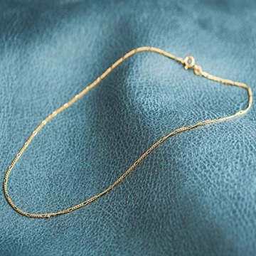 EDELIND Halskette Damen Herren 750 Gold 1.5 mm Goldkette Figarokette Diamantiert aus Gelbgold Länge 42 cm Echt Gold Kette mit Stempel Made in Germany - 6