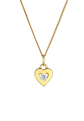 Elli Halskette Damen Herz Liebe Charmant mit Zirkonia Steinen 585 Gelbgold - 1