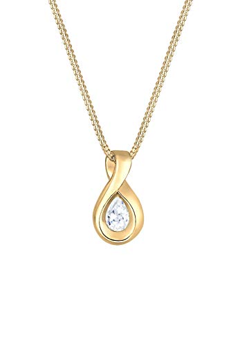 Elli PREMIUM Halskette Damen Infinity mit Zirkonia Steinen Unendlichkeit in 585 Gelbgold - 1