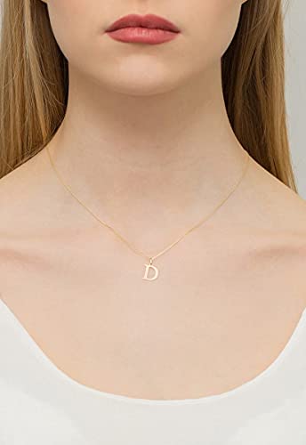 Goldene Damen Halskette 585 14k Gold Gelbgold Kette mit Anhänger Buchstabe D natürlicher echt Diamanten Brillanten Gravur - 4