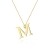 Goldene Damen Halskette 585 14k Gold Gelbgold Kette mit Anhänger Buchstabe M natürlicher echt Diamanten Brillanten Gravur - 1