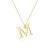 Goldene Damen Halskette 585 14k Gold Gelbgold Kette mit Anhänger Buchstabe M natürlicher echt Diamanten Brillanten Gravur - 1