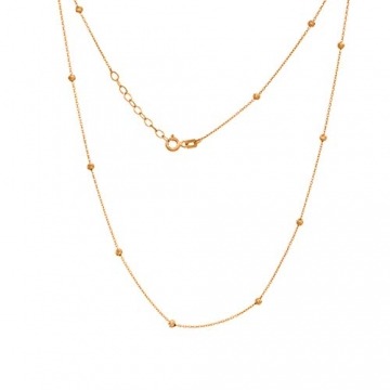 Goldene Damen Halskette 585 14k Gold Gelbgold Kette mit Anhänger Kugel Gravur - 1