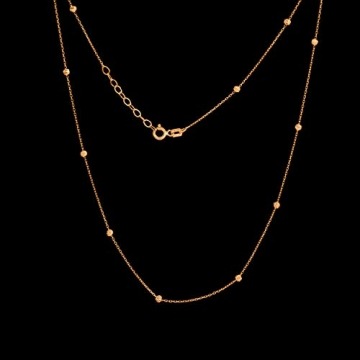 Goldene Damen Halskette 585 14k Gold Gelbgold Kette mit Anhänger Kugel Gravur - 3