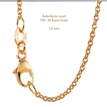 Massive edle Goldkette Ankerkette rund 750-18 Karat Gold Juwelier Qualität, Länge:45 cm, Kette-Breite:1.5 mm - 2