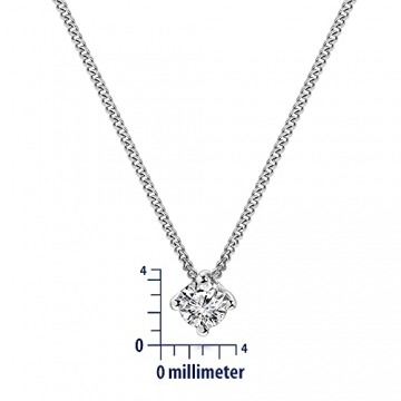Miore Kette Damen 0.10 Ct Diamant Halskette mit Anhänger Solitär Diamant Brillant Kette aus Weißgold 14 Karat / 585 Gold, Halsschmuck 45 cm lang - 2