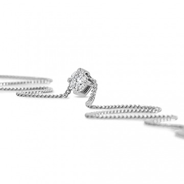 Miore Kette Damen 0.10 Ct Diamant Halskette mit Anhänger Solitär Diamant Brillant Kette aus Weißgold 14 Karat / 585 Gold, Halsschmuck 45 cm lang - 3