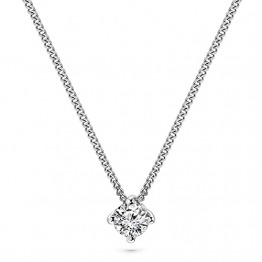 Miore Kette Damen 0.10 Ct Diamant Halskette mit Anhänger Solitär Diamant Brillant Kette aus Weißgold 14 Karat / 585 Gold, Halsschmuck 45 cm lang - 1