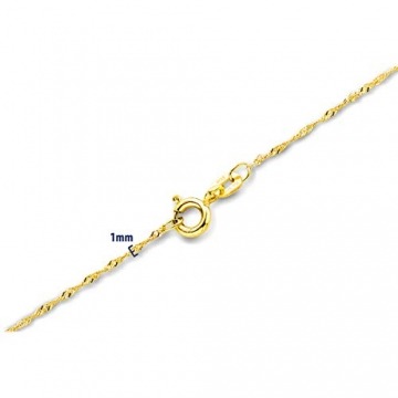 Miore Kette Damen Singapur Halskette Gelbgold 14 Karat / 585 Gold, Länge 45 cm Schmuck - 3