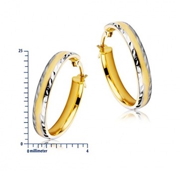 Miore Ohrringe Damen Creolen Bicolor aus Gelbgold und Weißgold 9 Karat / 375 Gold, Ohrschmuck - 3