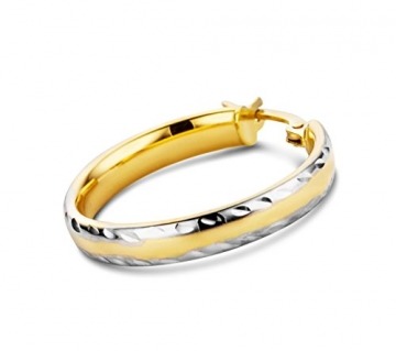 Miore Ohrringe Damen Creolen Bicolor aus Gelbgold und Weißgold 9 Karat / 375 Gold, Ohrschmuck - 4