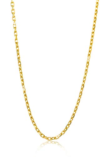 Orovi Damen Ankerkette Halskette 14 Karat (585) GelbGold Anker diamantiert Goldkette 1,3mm breit 45cm lange - 1