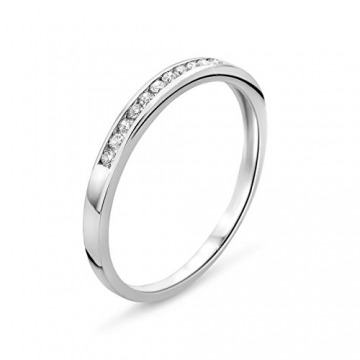 Orovi Damen-Ring Memoire Hochzeitsring Weißgold 14 Karat (585) Brillianten 0.10 carat Verlobungsring Diamantring - 3