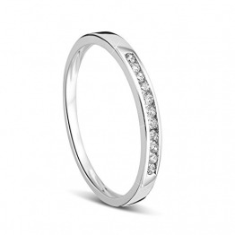 Orovi Damen-Ring Memoire Hochzeitsring Weißgold 14 Karat (585) Brillianten 0.10 carat Verlobungsring Diamantring - 1