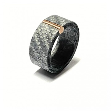 Ring Carbon grau Rotgold Steg 750/- Rotgold matt breit strukturiert 10,5mm Ehering Trauring Bandring #60 - 3