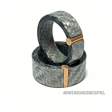 Ring Carbon grau Rotgold Steg 750/- Rotgold matt breit strukturiert 10,5mm Ehering Trauring Bandring #60 - 5