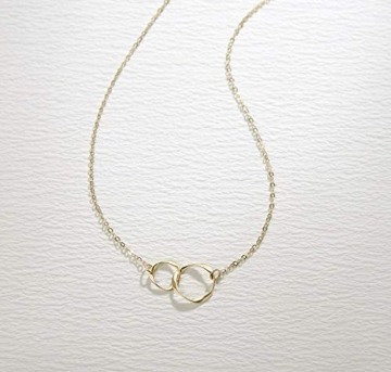 Solide 14 Karat 585 Gold Unendlichkeit Anhänger Halskette Einfache minimalistische Geschenk-Schmuck für Damen Mädchen - Verstellbares Kette: 40 + 5 cm - 3