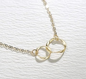 Solide 14 Karat 585 Gold Unendlichkeit Anhänger Halskette Einfache minimalistische Geschenk-Schmuck für Damen Mädchen - Verstellbares Kette: 40 + 5 cm - 4