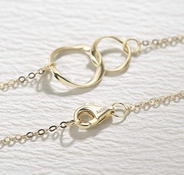 Solide 14 Karat 585 Gold Unendlichkeit Anhänger Halskette Einfache minimalistische Geschenk-Schmuck für Damen Mädchen - Verstellbares Kette: 40 + 5 cm - 5