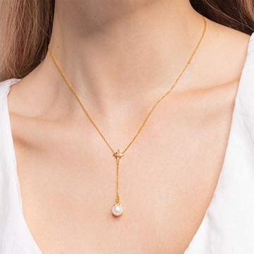 Thomas Sabo Damen Kette Perle mit Stern Gold 925 Sterlingsilber, 750 Gelbgold Vergoldung KE1986-445-14 - 2