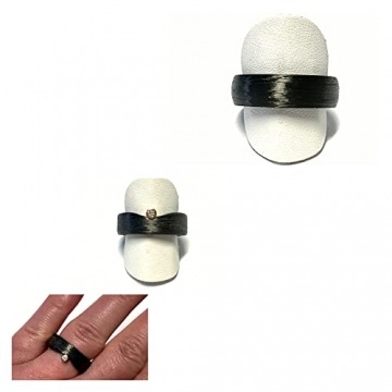 Trauringe Carbon schwarz Brillant (0,05ct) Gelbgold 750/- modern ausgefallen Eheringe Partnerringe - 4