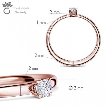 Verlobungsring Roségold 585 750 PERSONALISIERT + ETUI mit individueller GRAVUR Damen-Ring Heiratsantrag Diamant-Ring Zirkonia Aquamarin Rubin Smaragd Saphir Brillant Blautopas Edelstein - 7