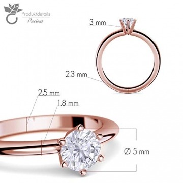 Verlobungsring Roségold 585 750 PERSONALISIERT + ETUI mit individueller GRAVUR Damen-Ring Heiratsantrag Solitär-Ring Zirkonia Aquamarin Turmalin Blautopas Peridot Rauchquarz - 8