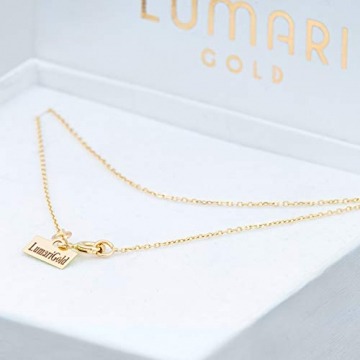 Goldene Damen Halskette 585 14k Gold Gelbgold Kette mit Anhänger Engelsflügel Kugel Zirkonia Gravur - 6