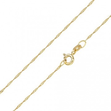 MATERIA Halskette 585 Gold Kette Frauen Mädchen Singapurkette 45 50cm diamantiert Made in Germany #K87, Länge Halskette:45 cm - 1