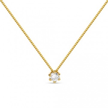 Miore Kette Damen 0.10 Ct Diamant Halskette mit Anhänger Solitär Diamant Brillant Kette aus Gelbgold 14 Karat / 585 Gold, Halsschmuck 45 cm lang - 1