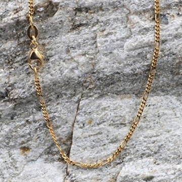 1,5 mm 42 cm 750-18 Karat Gelbgold Figarokette massiv Gold hochwertige Halskette 2,8 g - 4