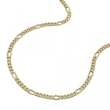 585 Gold Damen  Figaro Kette 50 cm 2 mm Figarokette, diamantiert - 1