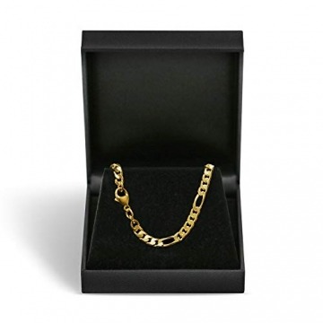 EDELIND 14K / 585 Gold Armband Herren Damen 4.3 mm Bracelet Figarokette diamantiert Gliederung 5+1 Gelbgold L 21cm Armkette inkl Schmuck Geschenk Box - 3