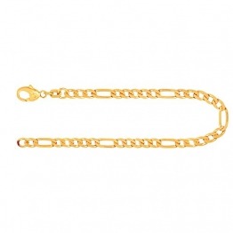 EDELIND 14K / 585 Gold Armband Herren Damen 4.3 mm Bracelet Figarokette diamantiert Gliederung 5+1 Gelbgold L 21cm Armkette inkl Schmuck Geschenk Box - 1