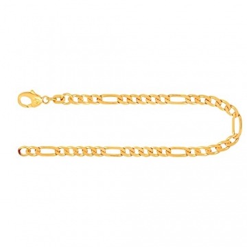 EDELIND 14K / 585 Gold Armband Herren Damen 4.3 mm Bracelet Figarokette diamantiert Gliederung 5+1 Gelbgold L 21cm Armkette inkl Schmuck Geschenk Box - 1