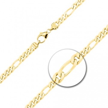 EDELIND 18K / 750 Gold Armband Herren Damen 4.3 mm Bracelet Figarokette diamantiert Gliederung 5+1 Gelbgold L 21cm Armkette inkl Schmuck Geschenk Box - 2