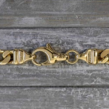 EDELIND 18K / 750 Gold Armband Herren Damen 4.3 mm Bracelet Figarokette diamantiert Gliederung 5+1 Gelbgold L 21cm Armkette inkl Schmuck Geschenk Box - 4