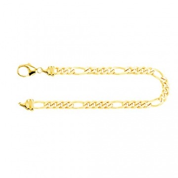 EDELIND 18K / 750 Gold Armband Herren Damen 4.3 mm Bracelet Figarokette diamantiert Gliederung 5+1 Gelbgold L 21cm Armkette inkl Schmuck Geschenk Box - 1